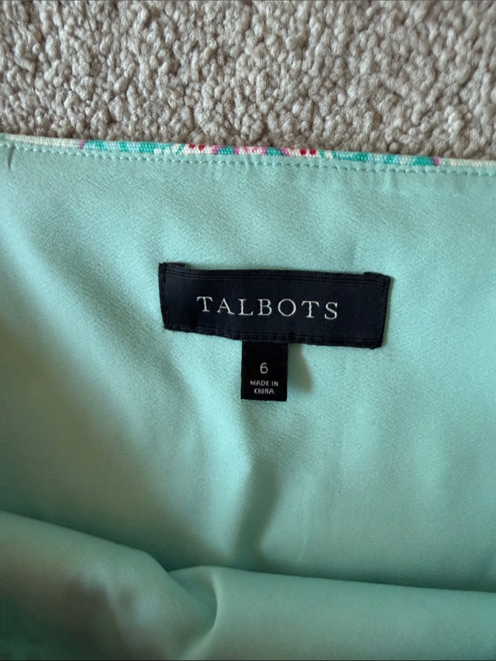 Talbots Multicolor Printed Mini Skirt — Teal, Pink, Yellow Accents size 6 - Picture 4 of 7